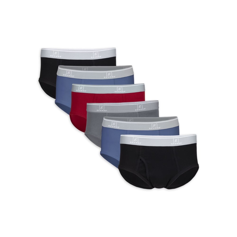 George Briefs Underwear 6-Pack 2XL Red Blue Black‎ Tag Free Moisture Wicking